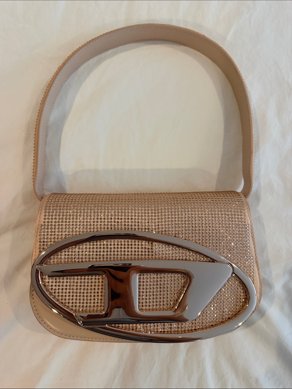 Diesel Pink Crystal Embellished Shoulder Bag